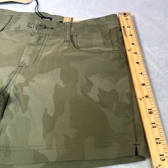 prAna Shorts Womens 0 Green Camo Halle Short ll 5" Nylon Stretch Hiking Outdoors - Picture 12 of 12